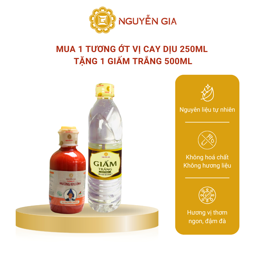 [MUA 1 TẶNG 1] Mua 1 Tương Ớt Mường Khương Truyền Thống Cay Dịu 250ml Tặng 1 Giấm Trắng 500ml NGCBTK002