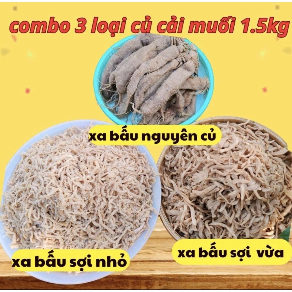 COMBO1.5KG ( củ cải muối)  XÁ BẤU 3 LOẠI đặc sản Bạc Liêu ,giá tại xưởng