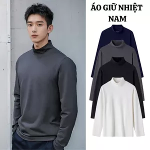Áo thun giữ nhiệt nam FABUMAN chất vải cotton cổ cao 3 phân giữ ấm mùa đông màu đen trắng bigsize
