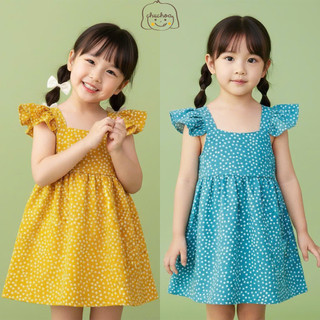 Váy bé gái, đầm bé gái 2 dây cánh tiên vải Lụa Hàn dáng BabyDoll dễ thương ChuChoaKids [VBC9]