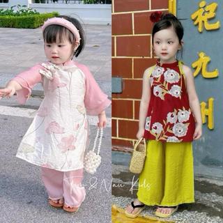 AD1-[tomnaukid] Áo dài cho bé iu kèm mấn size từ 8-30Kg