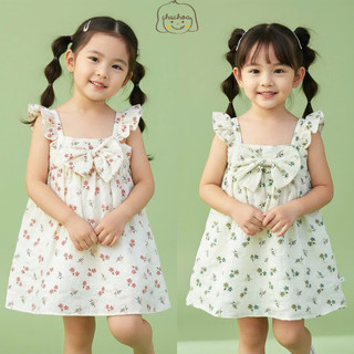 Váy bé gái, đầm bé gái 2 dây cánh tiên vải Đũi xốp dáng BabyDoll dễ thương ChuChoaKids [VBC19]