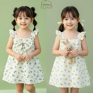 Váy bé gái, đầm bé gái 2 dây cánh tiên vải Đũi xốp dáng BabyDoll dễ thương ChuChoaKids [VBC19]