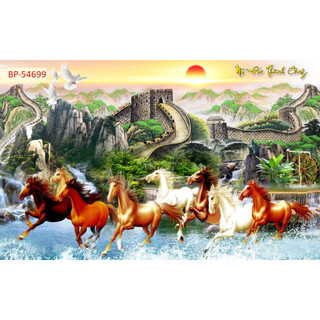 Tranh Mã Đáo Thành Công Ngựa 3D nhiều mẫu mã, kích thước, vải lụa cao cấp chuyên dán tường