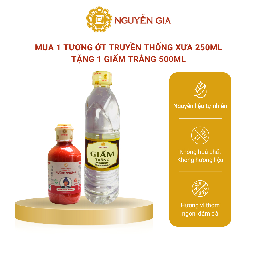 COMBO 3 TẶNG 3 Mua 3 Tương Ớt Mường Khương Truyền Thống Cay Đậm 250ml Tặng 3 Giấm Trắng 500ml NGCBTK001