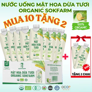 Nước uống Mật hoa dừa tươi tiệt trùng Organic SOKFARM UTH- Chai 330ml