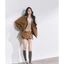 Chân Váy Da Lộn Nâu Phối Caro Vintage Chân Váy Ngắn Xếp Tầng Giả Quần Cá Tính | KHAO Boutique