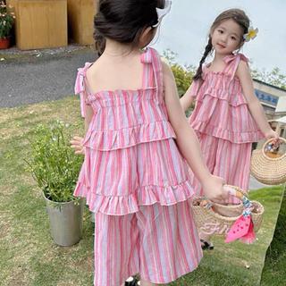 S81-[tomnaukid] Set áo dây bồng phối quần ống rộng lửng cho bé gái - Size 9-32Kg