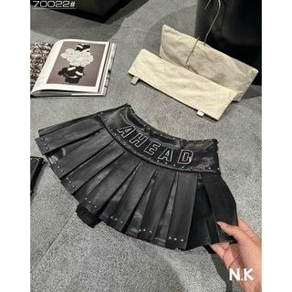QCL1 Áo xốp lò xo mix chân váy da xếp ly AHEAD đính đá siêu siêu hot(set dời)