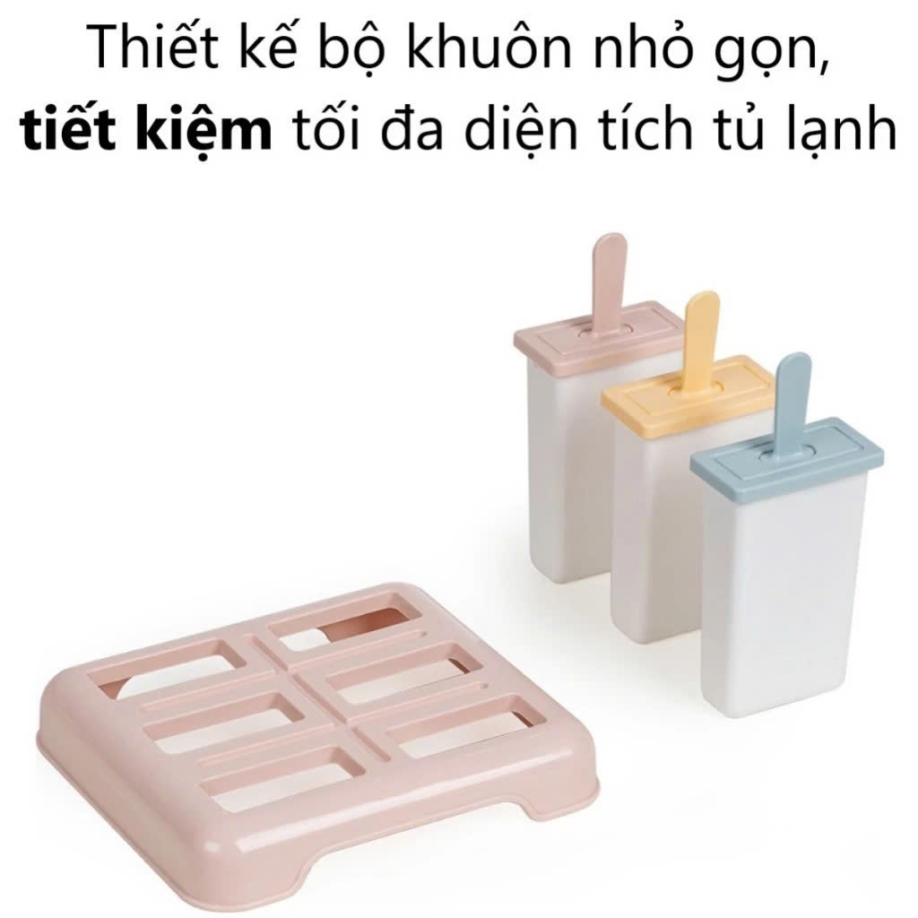 Khuôn Làm Kem Vuông 9 Que Việt Nhật Nhựa PP Cao Cấp Có Nắp Đậy Cầm Tay Tiện Lợi Dễ Tháo bé