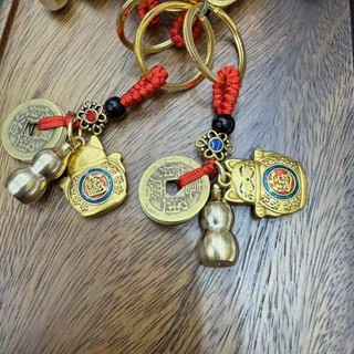 Móc Khoá Phong Thuỷ Hình Mèo Thần Tài mix cùng quả bầu hồ lô