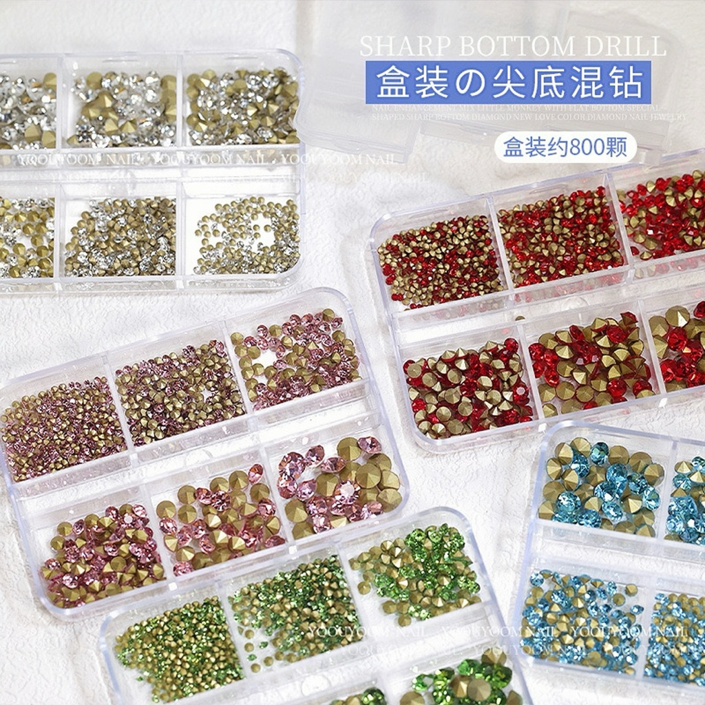 [CAO CẤP] Nail Đá Chân Nhọn Mix Siêu Sáng Trang Trí Móng Nhiều Size Đa Màu Cho Học Viên Nail Design