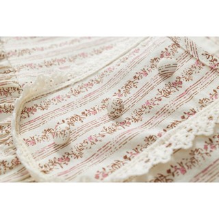 Áo Cho Bé Gái, Áo Dài Tay Cho Bé Gái Thiết Kế Tiểu Thư Tay Bèo Họa Tiết Hoa Nhí Chất Liệu Cotton