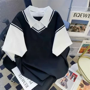 Áo thun polo nam nữ PL-401 PTH – Chất poly cao cấp, phối cổ sơ mi & viền V cá tính, form chuẩn, 3 màu đen – xám – trắng