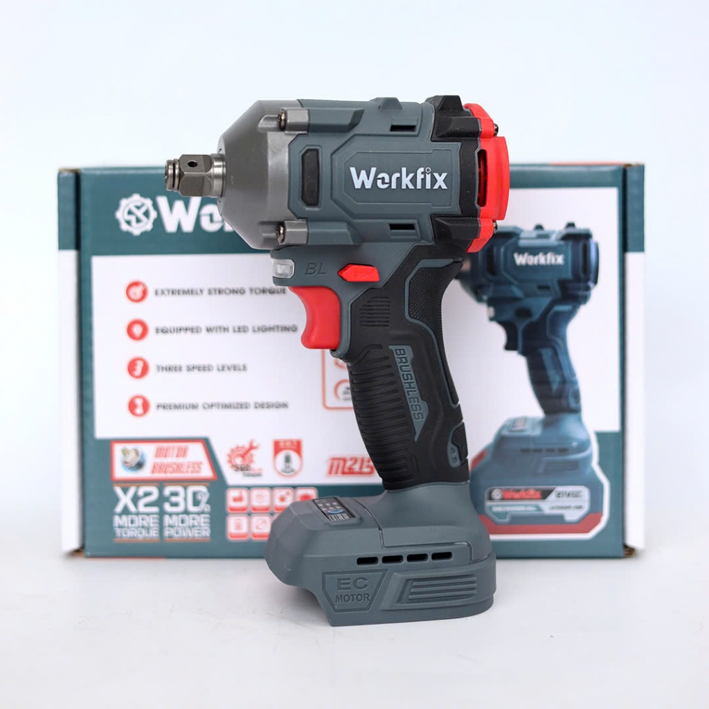 Thân máy siết bulong không dây WORKFIX WF-IW360N, Không chổi than, Lực siết 360Nm, Mở ốc nôi xe ga