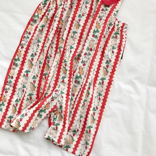 Bộ Đồ Bé Gái, Set Bộ Liền Thân Kẻ Sọc In Họa Tiết Cho Bé Chất Liệu Cotton Mềm Mịn