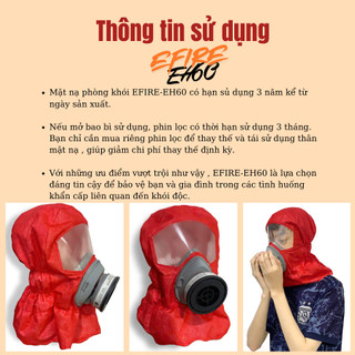 {Mọi đối tượng kể cả trẻ em}Mặt nạ phòng độc EFIRE EH60-Thời gian 60 phút-Bảo vệ hô hấp