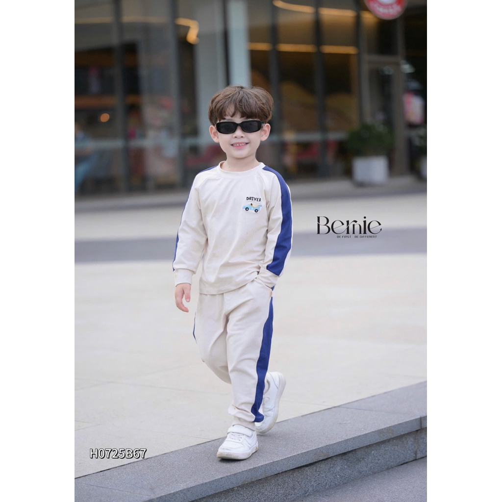 Set dài tay phối màu Drive Bernie chất liệu cotton sịn sò thoáng khí cho bé trai 9-24kg