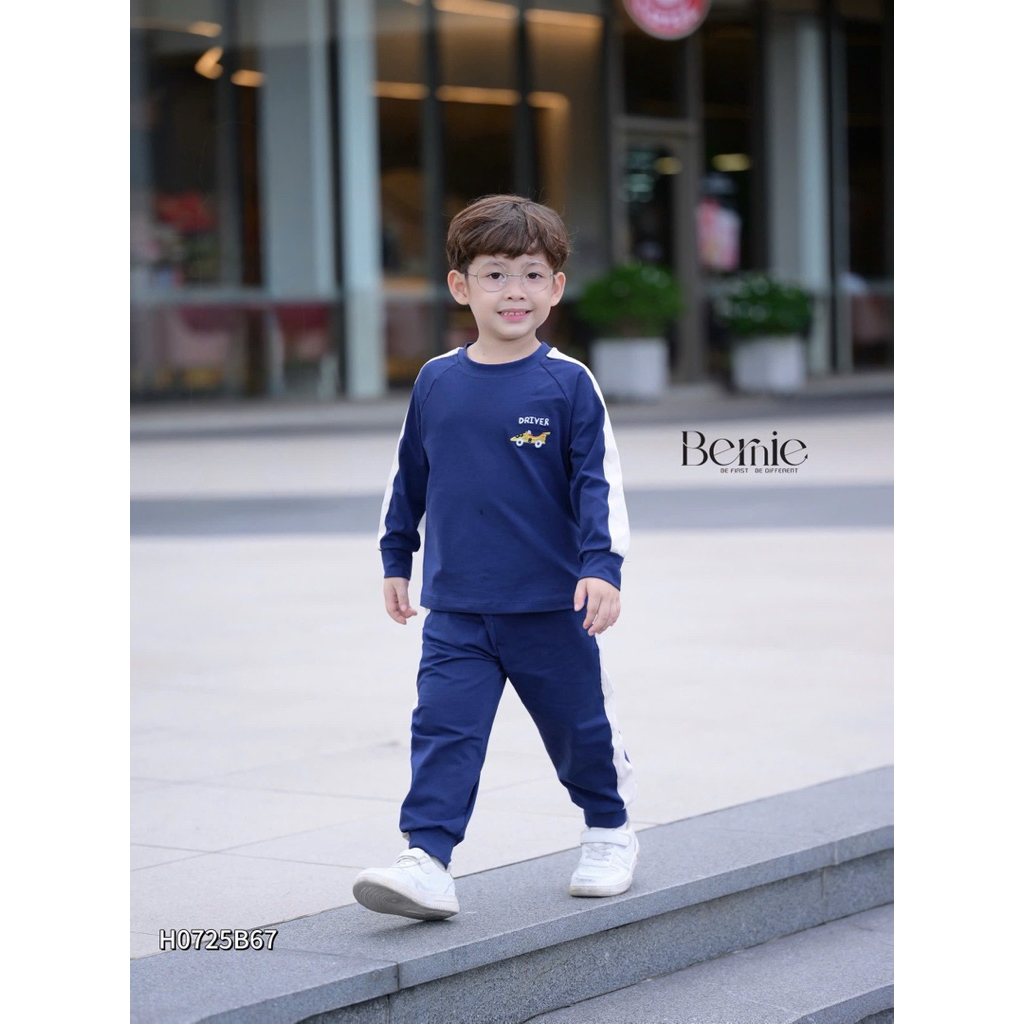 Set dài tay phối màu Drive Bernie chất liệu cotton sịn sò thoáng khí cho bé trai 9-24kg