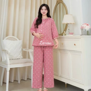 Larosa Bộ Đồ Bầu Dài Tay Áo Cổ Tròn Mặc Nhà Chất Liệu Đũi Mềm Cao Cấp – LA029B