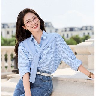 Áo Kiểu Nữ Sơ Mi LAMER FASHION Dáng Rộng Phối Khăn Quàng Vai Trẻ Trung V61H24Q058