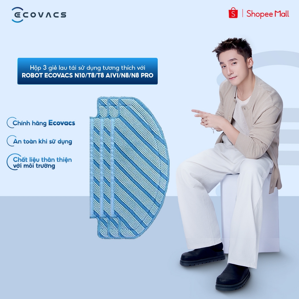 Hộp 3 giẻ lau tái sử dụng Ecovacs