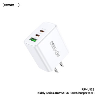 Cốc sạc nhanh 3 cổng REMAX RP-U123 chân dẹp US, 2 cổng TypeC, 1 cổng USB-A, Max 40W (Trắng) - Phụ Kiện Nhất Tín