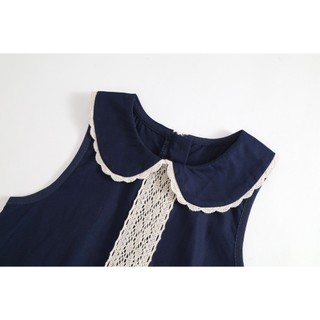 Váy Cho Bé Gái, Váy Sát Nách Phong Cách Tiểu Thư Phối Ren Chất Liệu Cotton Mềm Mịn Thoáng Mát