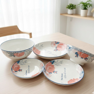 Bộ Tô, Đĩa Sứ Họa Tiết Bông 48 Sang Trọng, Đồ Sứ Decor Cao Cấp - Phương Trang