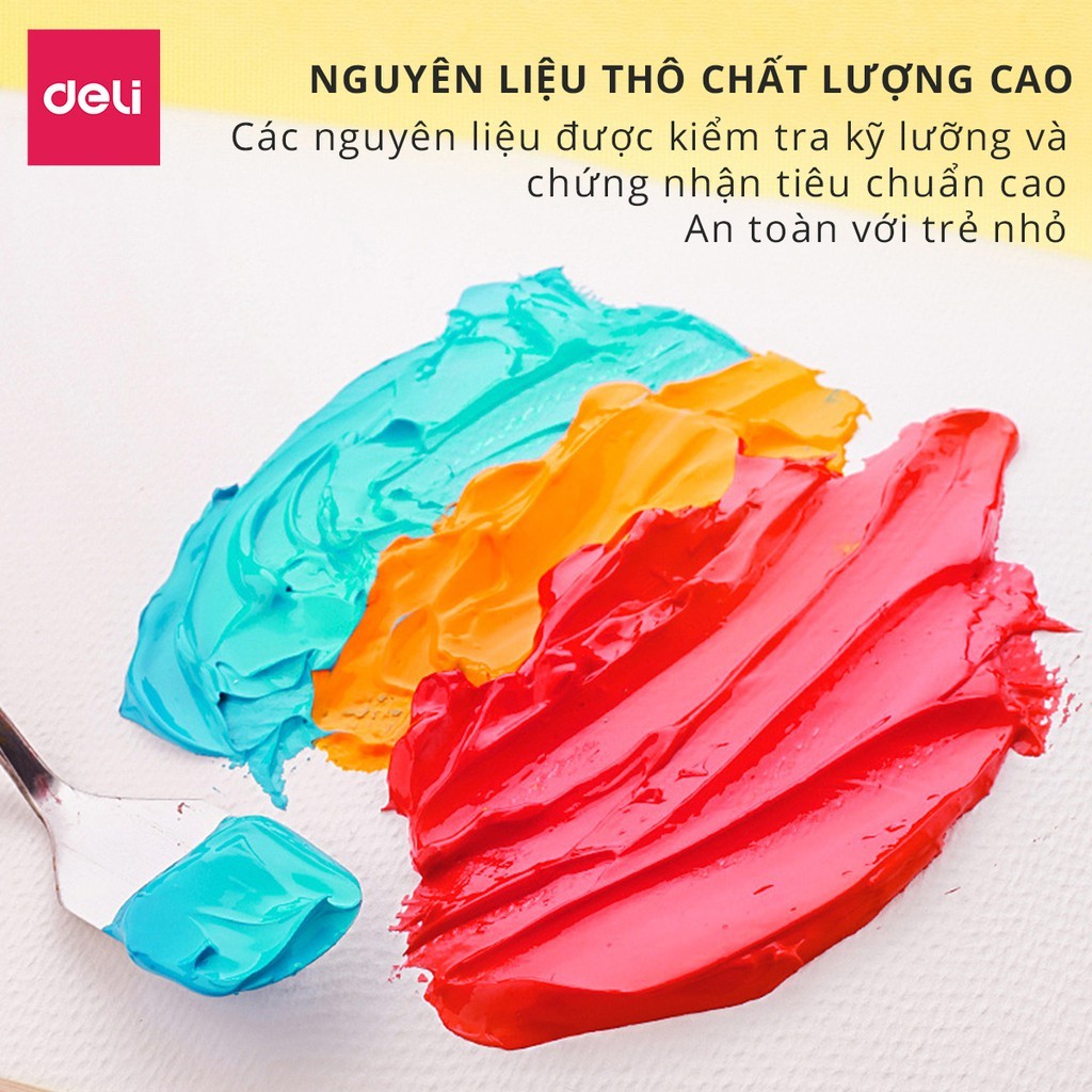 Màu vẽ acrylic dạng tuýp 12ml/5ml chuyên nghiệp Deli vẽ vải / quần áo / giày 12/18/24/36 màu