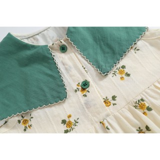 Váy Cho Bé Gái, Váy Sát Nách Cho Bé Gái Thiết Kể Cổ Vạt Họa Tiết Hoa Nhí Chất Liệu Cotton Mềm Mại