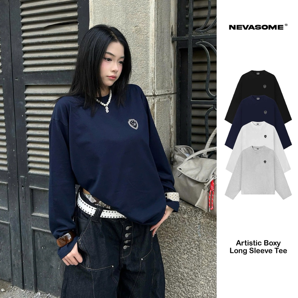Áo Thun Artistic Long Sleeve Nevasome Cotton 250gsm Local Brand Dài Tay Form Boxy Rộng Nam Nữ