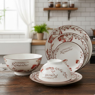Bộ Tô, Đĩa Sứ Cao Cấp – Họa Tiết Hoa Nấm Sang Trọng, Đồ Sứ Decor Cao Cấp - Phương Trang