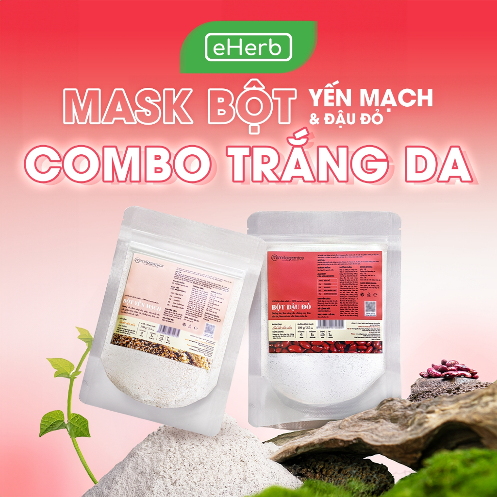 Product image Combo Bột Đậu Đỏ & Yến Mạch MILAGANICS đắp mặt nạ - Dưỡng trắng da, Giảm mụn, Sáng da 1