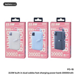 Sạc Dự Phòng Remax FC-15 20000mAh, TypeC PD 22.5W, Màn hình LCD, Kèm 2 cáp TypeC & LaiNing