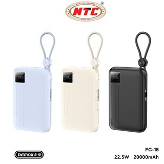 Sạc Dự Phòng Remax FC-15 20000mAh, TypeC PD 22.5W, Màn hình LCD, Kèm 2 cáp TypeC & LaiNing