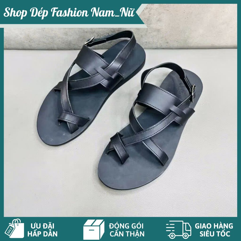 Dép Sandal Da Nam Quai Chéo Cổ Điển – Phong Cách Vintage Sang Trọng