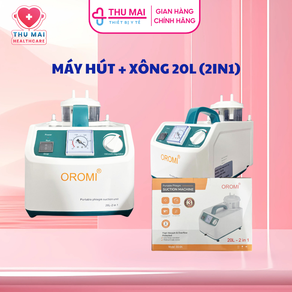 Máy xông hút 2 trong 1 OROMI SS-6A, Tích hợp 2 chức năng xông khí dung + hút dịch mũi họng - Bảo hành sản phẩm 3 năm