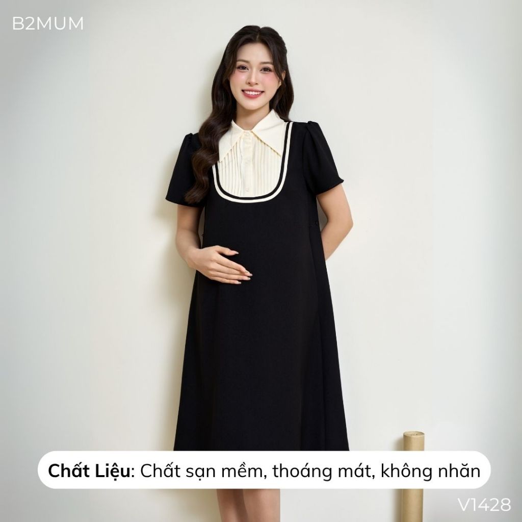 Váy suông công sở, mix cổ đức sơ mi, chất liệu thoáng mát và thấm hút mồ hôi tốt - V1428 B2MUM