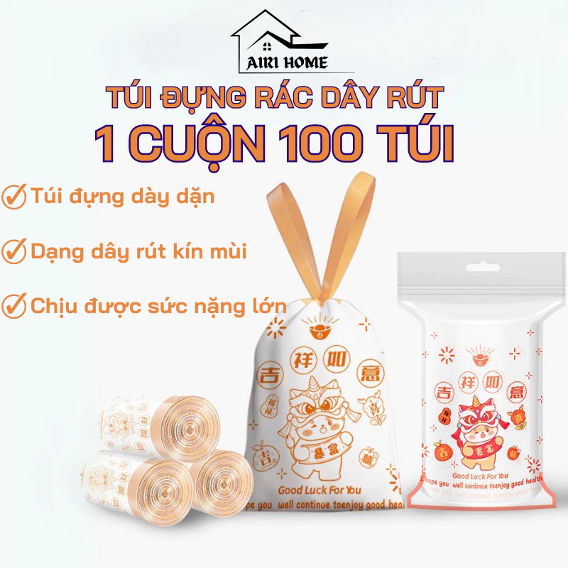 Túi đựng rác cuộn 100 túi siêu dai kích thước 45*50cm |Túi Rác Có Dây ...