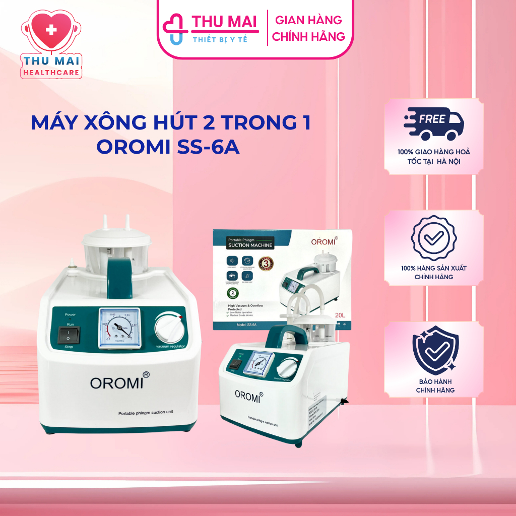 Máy xông hút 2 trong 1 OROMI SS-6A, Tích hợp 2 chức năng xông khí dung + hút dịch mũi họng - Bảo hành sản phẩm 3 năm