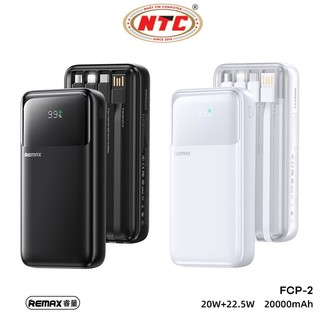 Cục Tích Điện Remax FCP-2 20000mAh, USB-A & TypeC PD 22.5W, 3 đầu vào, 5 đầu ra, Màn hình LCD