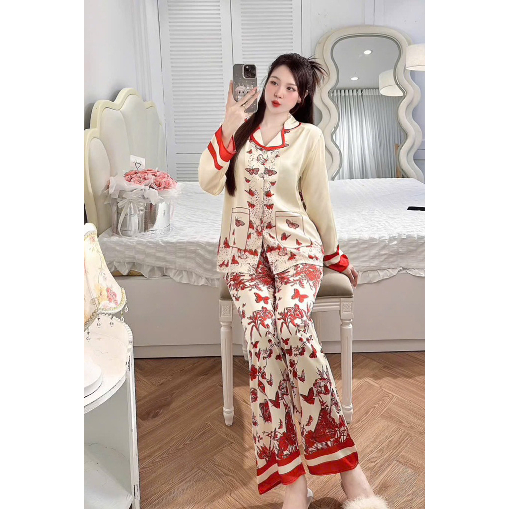 40-60kg Bộ pijama nữ lụa latin mịn sang xịn QC women