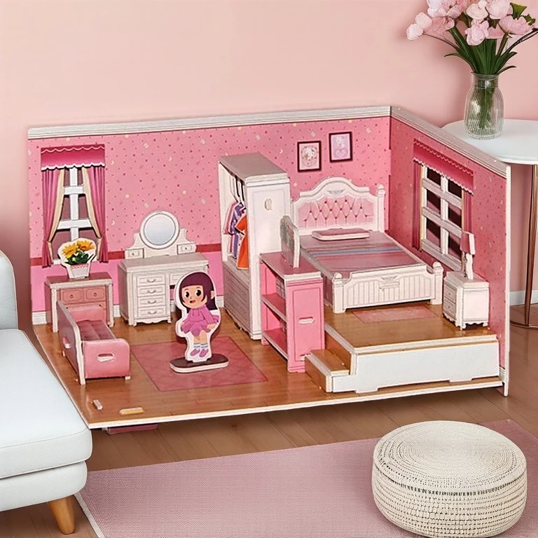 Set 4 Bộ Đồ Chơi Lắp Ráp Ngôi Nhà 3D Xinh Xắn Cho Bé Thiết Kế Sống Động Phát Triển Sáng Tạo