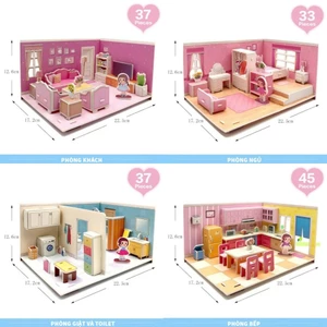 Set 4 Bộ Đồ Chơi Lắp Ráp Ngôi Nhà 3D Xinh Xắn Cho Bé Thiết Kế Sống Động Phát Triển Sáng Tạo