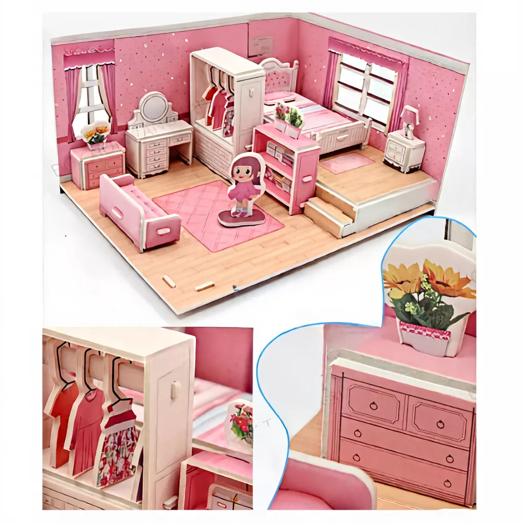 Set 4 Bộ Đồ Chơi Lắp Ráp Ngôi Nhà 3D Xinh Xắn Cho Bé Thiết Kế Sống Động Phát Triển Sáng Tạo