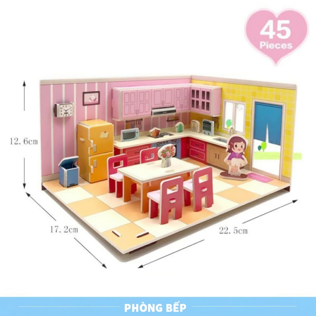 Set 4 Bộ Đồ Chơi Lắp Ráp Ngôi Nhà 3D Xinh Xắn Cho Bé Thiết Kế Sống Động Phát Triển Sáng Tạo
