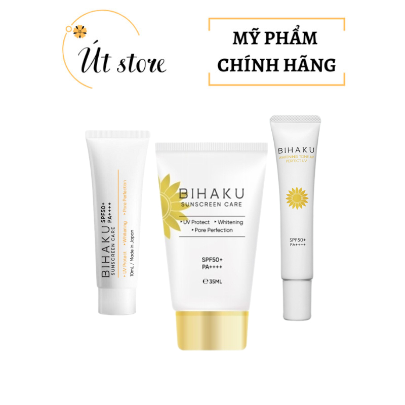 Kem chống nắng vật lý lai hóa học phổ rộng Bihaku Sunscreen Care SPF50+ PA++++  Nhật Bản 35ml