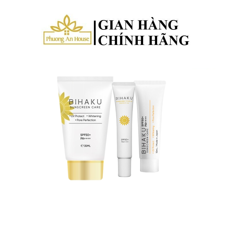 Kem chống nắng vật lý lai hóa học phổ rộng Bihaku Sunscreen Care SPF50+ PA++++  Nhật Bản 35ml