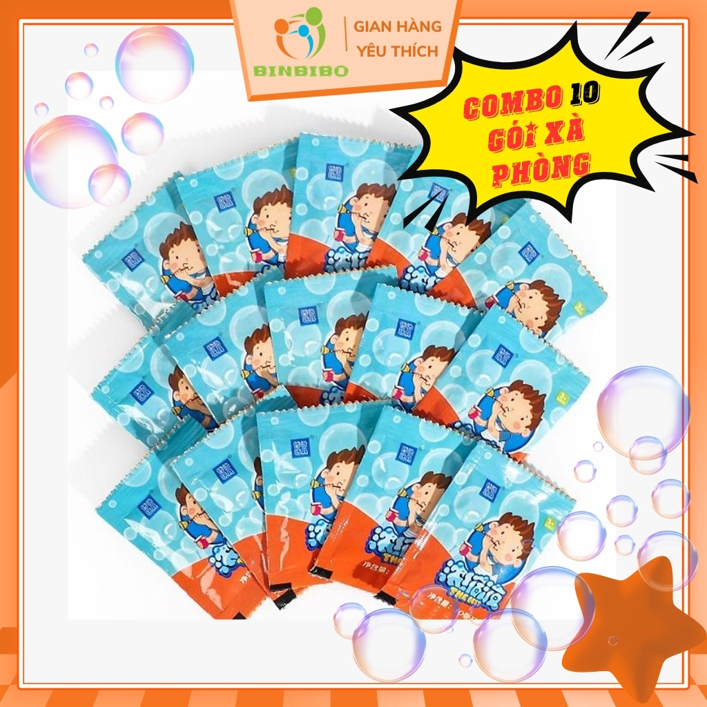 (Combo xà phòng10 gói) Nước thổi bong bóng, Nước pha bong bóng xà phòng cho đồ chơi cho bé gói 10 ml